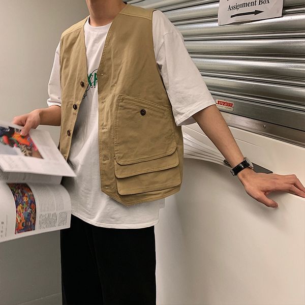 spring new vest men fashion solid color casual sleeveless jacket man streetwear trend wild retro tooling style gilet male, Black;white
spring new vest men fashion solid color casual sleeveless jacket man streetwear trend wild retro tooling style gilet male, Black;white