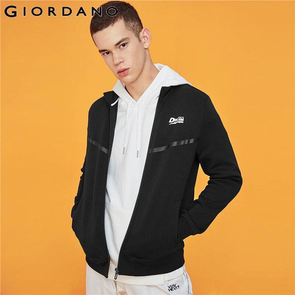

giordano men jacket interlock stand collar jackets long sleeve zip front jaqueta corta vento black printed 01079898, Black;brown