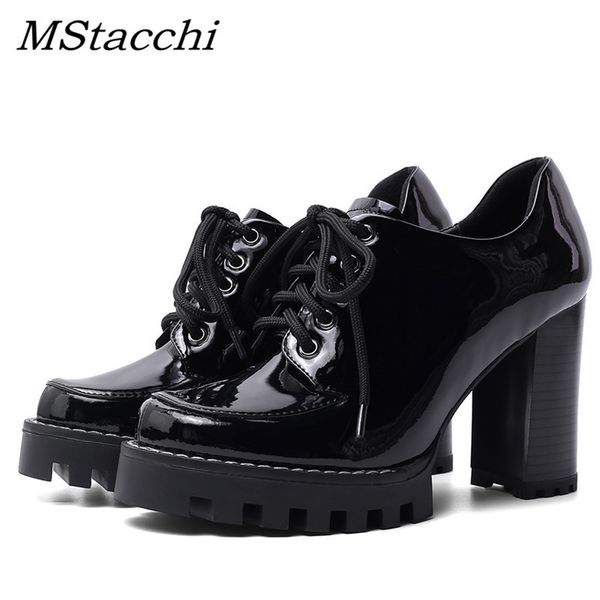 mstacchi new chic high heel shoes women lace-up patent leather platform ankle boots for women comfortable thick heel shoes woman, Black
mstacchi new chic high heel shoes women lace-up patent leather platform ankle boots for women comfortable thick heel shoes woman, Black
