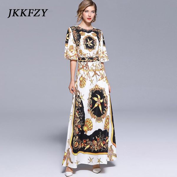 Summer Women's Runway Starfish shell Print Maxi Long Dress 2018 Vintage Sundress Casual Flare Sleeve Evening Party Dresses
Summer Women's Runway Starfish shell Print Maxi Long Dress 2018 Vintage Sundress Casual Flare Sleeve Evening Party Dresses