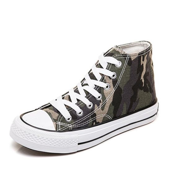 canvas casual sneaker men shoes high sneakers spring/summer breathable camouflage flat casual shoes men, Black