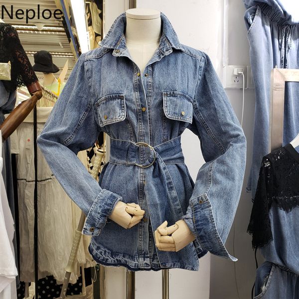 neploe vintage blue denim jacket with belt fashion ripped women long coat 2019 spring streetwear high street ladies jean jackets, Black;brown
neploe vintage blue denim jacket with belt fashion ripped women long coat 2019 spring streetwear high street ladies jean jackets, Black;brown