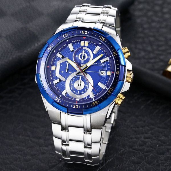 men fashion watches designer stainless steel quartz wristwatch efr539 movement watches with box, Slivery;brown
men fashion watches designer stainless steel quartz wristwatch efr539 movement watches with box, Slivery;brown