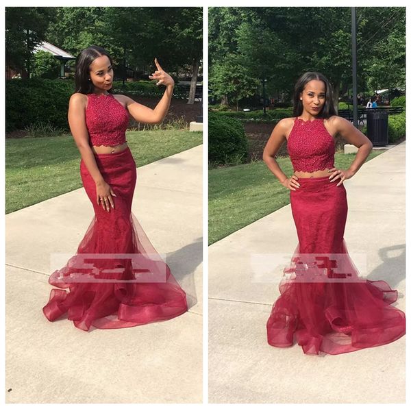 spaghetti mermaid two piece prom dresses lace appliques 2019 custom sleeveless vestidos de soiree long evening gowns beading sequins, Black
spaghetti mermaid two piece prom dresses lace appliques 2019 custom sleeveless vestidos de soiree long evening gowns beading sequins, Black