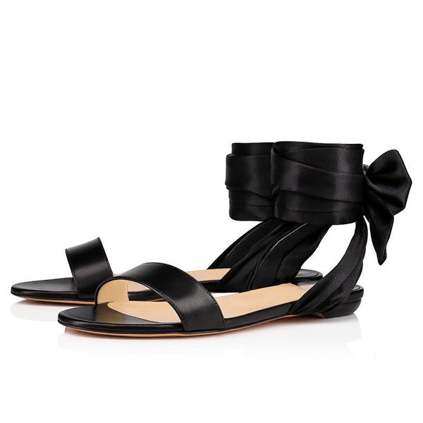 summer satin bowtie back sandals flat bandage open toe female roman style cut out vacation sandalias shoes, Black
summer satin bowtie back sandals flat bandage open toe female roman style cut out vacation sandalias shoes, Black