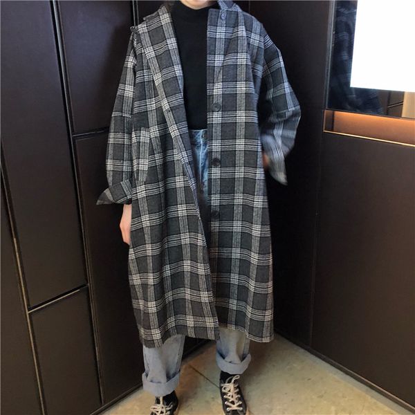 autumn winter women's wool plaid coat new fashion long woolen coat loose female winter wool jackets female, Black
autumn winter women's wool plaid coat new fashion long woolen coat loose female winter wool jackets female, Black