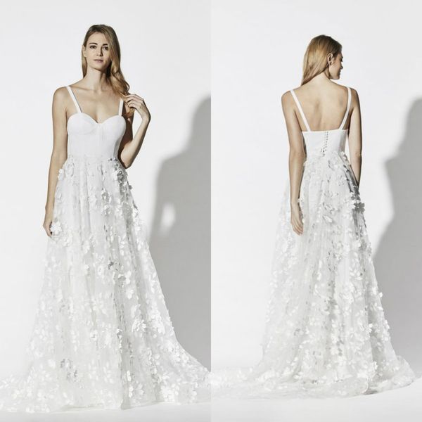 2020 boho wedding dresses spaghetti lace 3d floral appliques a line bohemian wedding dress backless custom made country robes de mariée, White
2020 boho wedding dresses spaghetti lace 3d floral appliques a line bohemian wedding dress backless custom made country robes de mariée, White