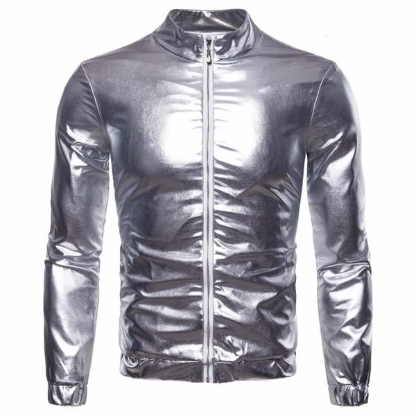 silver metal bomber jacket, male collar, men's bright nightclub baseball jacket, men's tight leisure jacket, Black;brown
silver metal bomber jacket, male collar, men's bright nightclub baseball jacket, men's tight leisure jacket, Black;brown