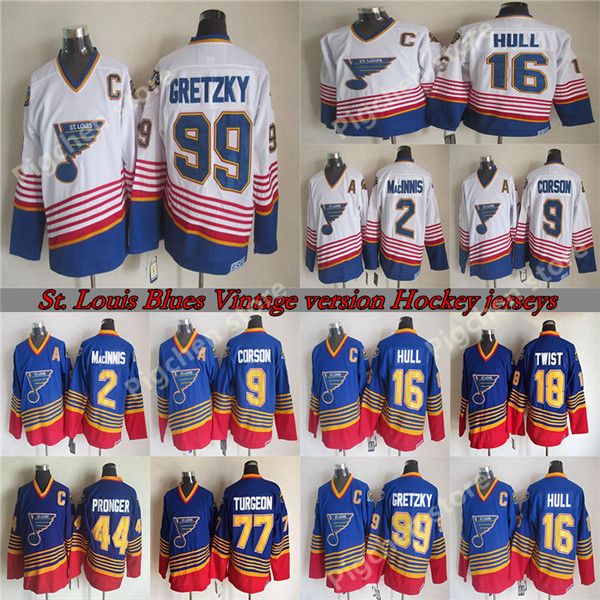 ccm vintage st louis blues jerseys 16 hull 99 gretzky 18 twist 9 corson 2 macinnis 44 pronger throwback retro hockey jersey, Black;red
ccm vintage st louis blues jerseys 16 hull 99 gretzky 18 twist 9 corson 2 macinnis 44 pronger throwback retro hockey jersey, Black;red