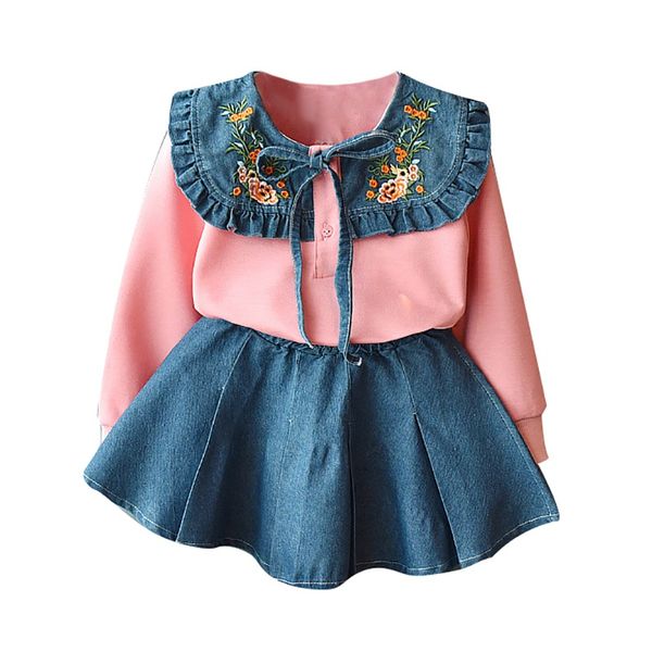 2pcs casual outfits set 2-8y baby girls set kids long sleeve clothes embroidery flower sweatshirt short denim skirts, White
2pcs casual outfits set 2-8y baby girls set kids long sleeve clothes embroidery flower sweatshirt short denim skirts, White