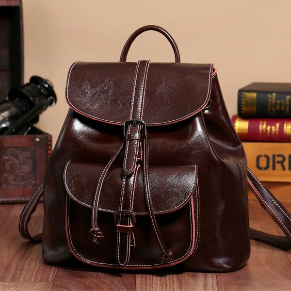 2020 new fashion oil wax cowhide women's backpack with belt closure flap bucket bag korean leather ladies backpack
2020 new fashion oil wax cowhide women's backpack with belt closure flap bucket bag korean leather ladies backpack