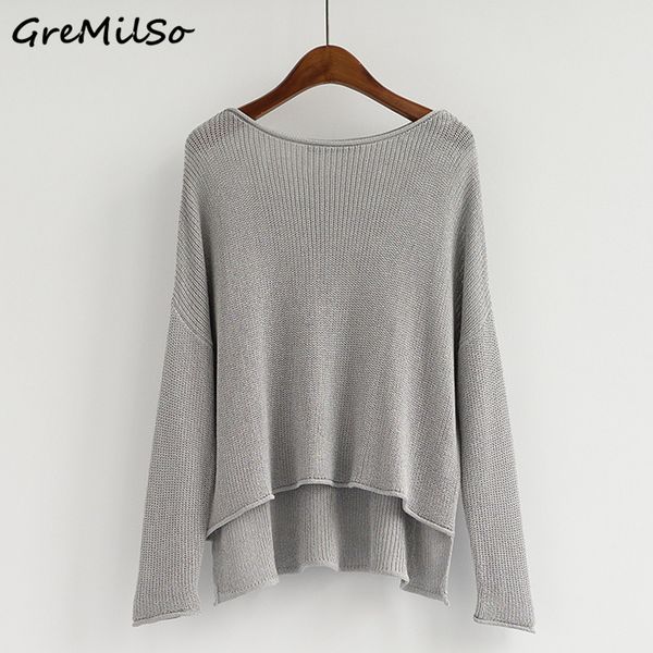 gremilso fashion 2019 spring sweater slash neck long sleeve pullover front short back long loose sweater jumper knitwear, White;black
gremilso fashion 2019 spring sweater slash neck long sleeve pullover front short back long loose sweater jumper knitwear, White;black