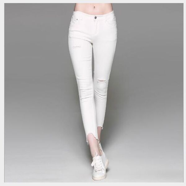 women jeans 2018 new spring skinny elastic ankle-length trousers female outwear casual fashion sand wash holes solid pencil pant, Blue
women jeans 2018 new spring skinny elastic ankle-length trousers female outwear casual fashion sand wash holes solid pencil pant, Blue