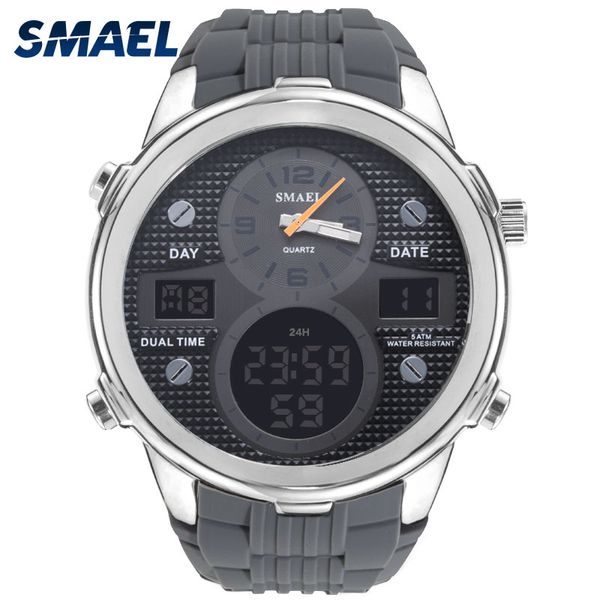 smael silicone watch men waterproof dual time display mens sport wristwatch digital analog quartz watches male clock, Slivery;brown
smael silicone watch men waterproof dual time display mens sport wristwatch digital analog quartz watches male clock, Slivery;brown