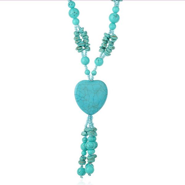 wholesale 5 pcs handmade weave love heart green turquoise stone pendant long beads chain necklace romantic style jewelry, Silver
wholesale 5 pcs handmade weave love heart green turquoise stone pendant long beads chain necklace romantic style jewelry, Silver
