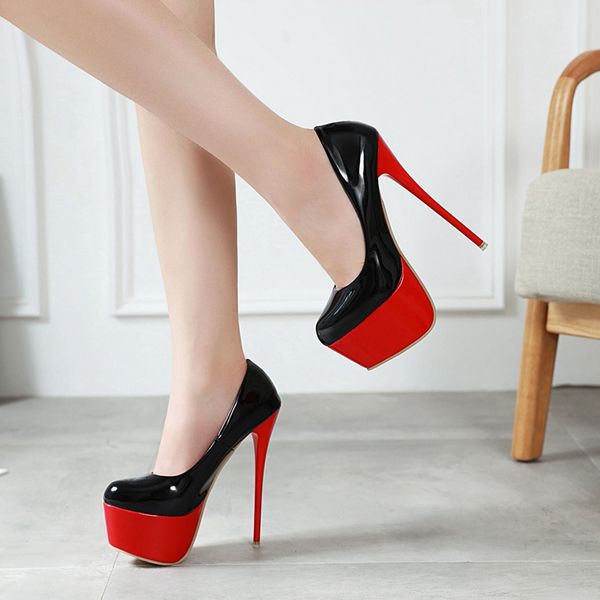 super red thick bottom stiletto women pumps patent leather 16 cm high heel female t-stage shoes autumn heels big size 41 42, Black
super red thick bottom stiletto women pumps patent leather 16 cm high heel female t-stage shoes autumn heels big size 41 42, Black