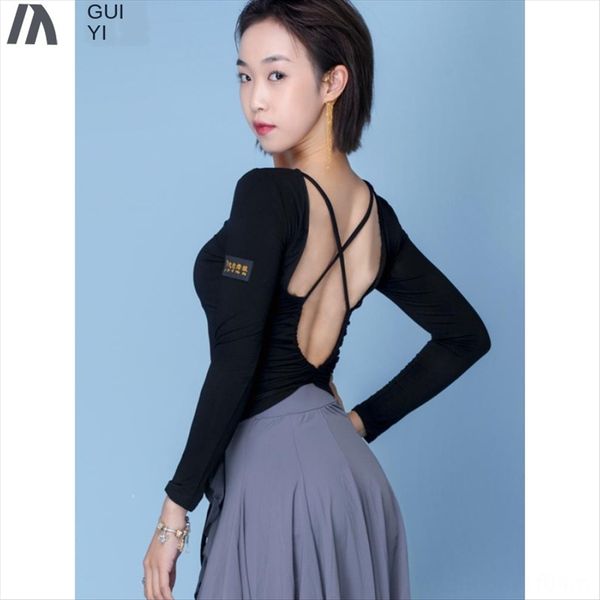 latin dance female one-line collar with bare back lace-up long sleeve clothing sportswear sportswear exercise clothing sy165, White
latin dance female one-line collar with bare back lace-up long sleeve clothing sportswear sportswear exercise clothing sy165, White