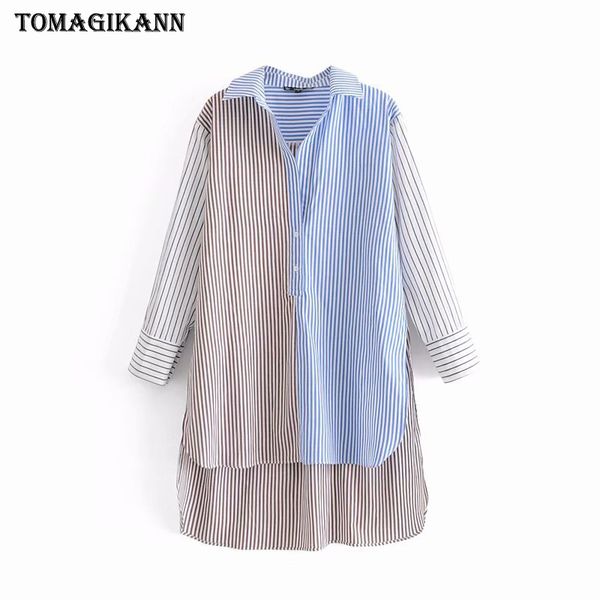 contrast striped blouse women 2019 front short back long spliced shirt blusas turn down collar long sleeve chemise femme, White
contrast striped blouse women 2019 front short back long spliced shirt blusas turn down collar long sleeve chemise femme, White