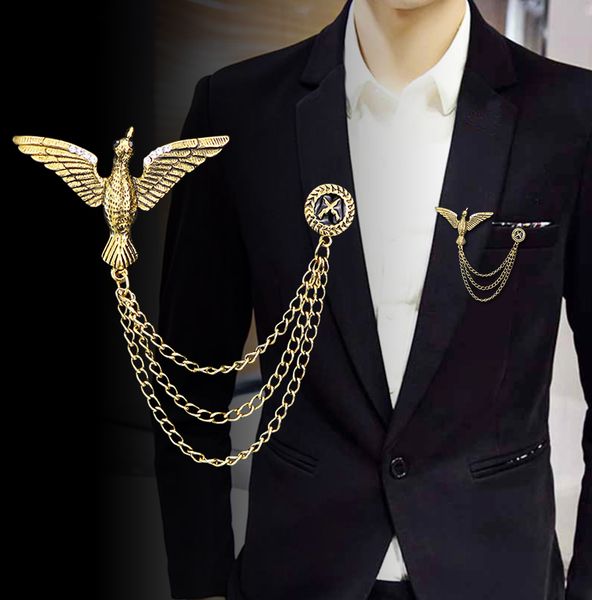 i-remiel 2018 retro tassel chain bird brooch for men's suit seagull eagle angle wing pins and brooches shirt collar accessories, Gray
i-remiel 2018 retro tassel chain bird brooch for men's suit seagull eagle angle wing pins and brooches shirt collar accessories, Gray