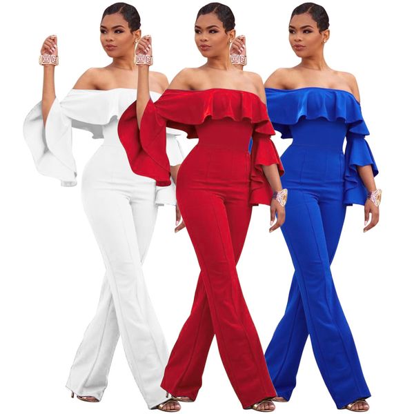 jumpsuit women rompers off shoulder bodycon clubwear playsuit skinny ruffle female evening party long trousers, Black;white
jumpsuit women rompers off shoulder bodycon clubwear playsuit skinny ruffle female evening party long trousers, Black;white