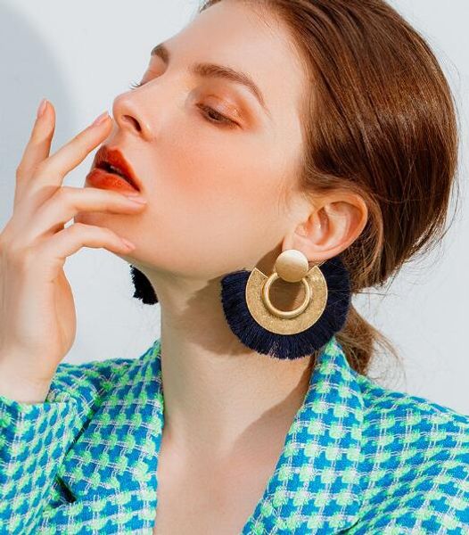 11 colors retro ethnic style circle tassel earrings ladies fashion alloy tassel pendant earrings fan earrings, Silver
11 colors retro ethnic style circle tassel earrings ladies fashion alloy tassel pendant earrings fan earrings, Silver