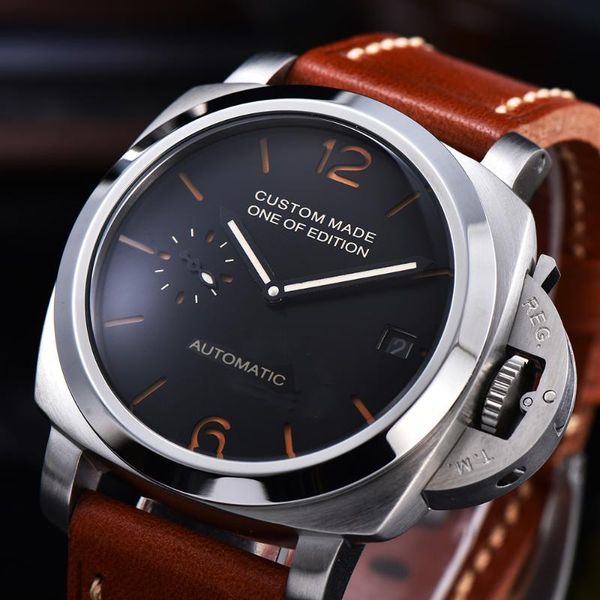 brand 42mm watch men automatic mechanical watch casual fashion leather strap luminous waterproof watches p04, Slivery;brown
brand 42mm watch men automatic mechanical watch casual fashion leather strap luminous waterproof watches p04, Slivery;brown