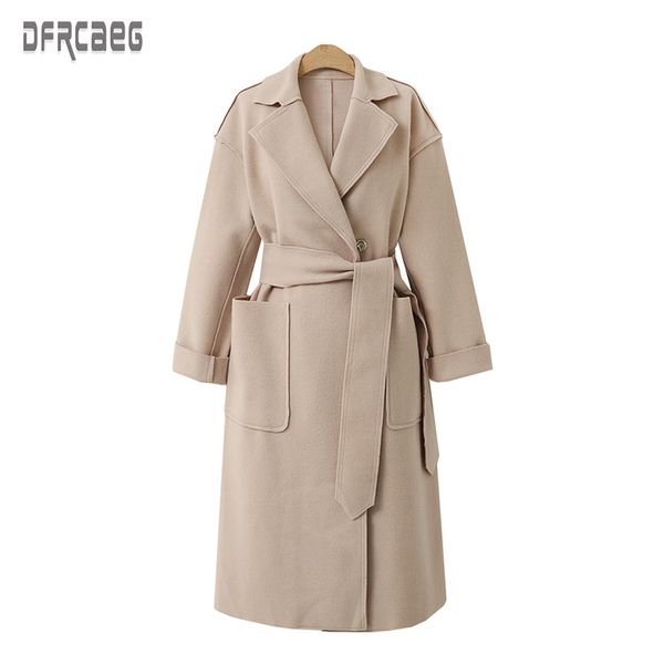 2019 new euro style elegant loose women's woolen coat with belt winter black long coat casual woolen jacket femme
2019 new euro style elegant loose women's woolen coat with belt winter black long coat casual woolen jacket femme