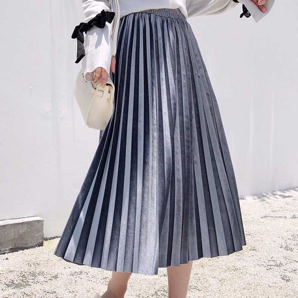 high waist velvet skirt autumn winter 2019 korean fashion solid color stretchy casual midi pleated skirts for women a-line, Black
high waist velvet skirt autumn winter 2019 korean fashion solid color stretchy casual midi pleated skirts for women a-line, Black
