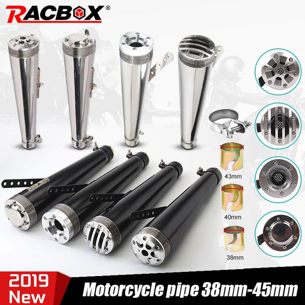 retro motorcycle tail exhaust pipe universal 38mm 40mm 43mm muffler pipe silver black stainless steel moto exhaust
retro motorcycle tail exhaust pipe universal 38mm 40mm 43mm muffler pipe silver black stainless steel moto exhaust