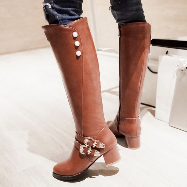 sarairis new arrivals big size 43 chunky heels zip up knee high boots woman shoes buckle shoes women boots female, Black
sarairis new arrivals big size 43 chunky heels zip up knee high boots woman shoes buckle shoes women boots female, Black
