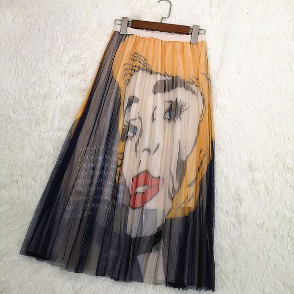 printed face cartoon patter pleated tulle midi skirts high waist elastic waist letter mesh skirt korean style women clothes 2019, Black
printed face cartoon patter pleated tulle midi skirts high waist elastic waist letter mesh skirt korean style women clothes 2019, Black