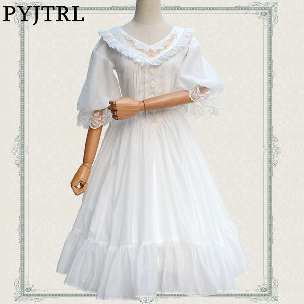 pyjtrl new summer classic elegant black white lolita sweet v neck gold embroidered chiffon dress for women medieval costumes, Black;red
pyjtrl new summer classic elegant black white lolita sweet v neck gold embroidered chiffon dress for women medieval costumes, Black;red