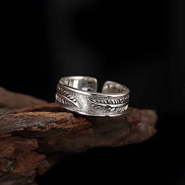 2019 new 100% s925 pure silver vintage thai silver feather carving woman's ring personality wild ring for female, Slivery;golden
2019 new 100% s925 pure silver vintage thai silver feather carving woman's ring personality wild ring for female, Slivery;golden