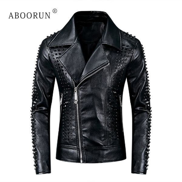 aboorun men's punk leather jackets black rivets motorcycle leather jackets brand slim fit biker coat for male
aboorun men's punk leather jackets black rivets motorcycle leather jackets brand slim fit biker coat for male