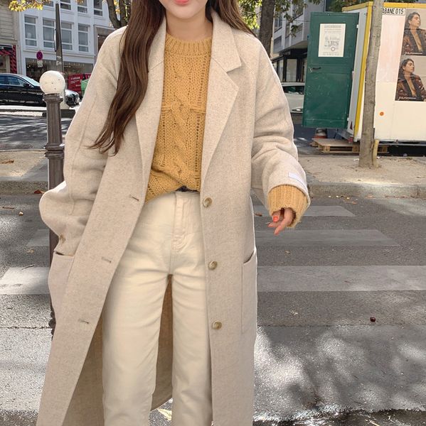 korean vintage overcoat slim loose long sleeve turn down collar single breasted autumn winter casual woolen coat plus size, Black
korean vintage overcoat slim loose long sleeve turn down collar single breasted autumn winter casual woolen coat plus size, Black