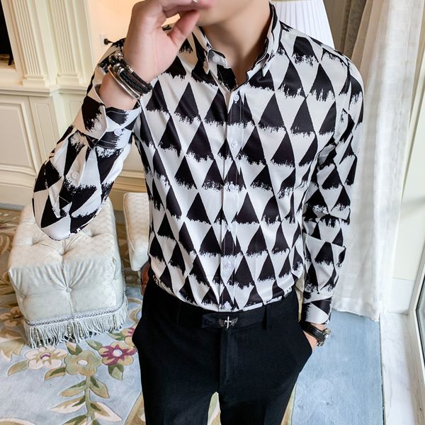 korean long sleeve men social business formal shirts for men camisa masculina mens fashion casual printed shirts slim fit, White;black
korean long sleeve men social business formal shirts for men camisa masculina mens fashion casual printed shirts slim fit, White;black