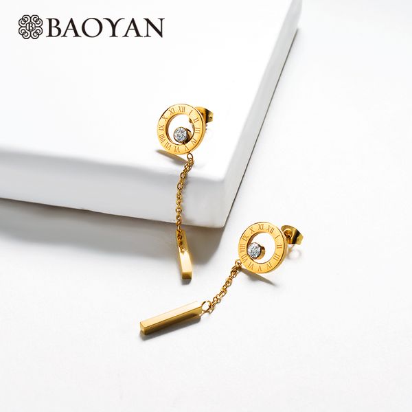 baoyan fashion link chain earrings gold silver round roman numerals drop earrings simple 316l stainless steel for women
baoyan fashion link chain earrings gold silver round roman numerals drop earrings simple 316l stainless steel for women