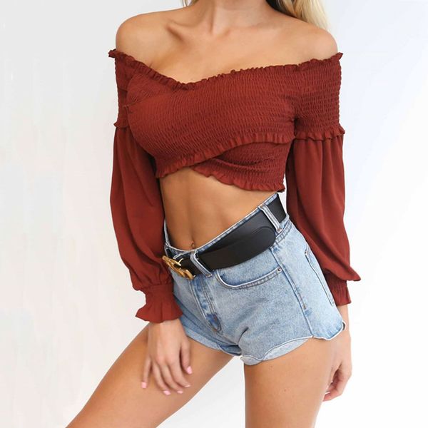 new ladies off shoulder sexy pleated puff sleeve crop tops strapless long sleeved party bustier elastic tube club shirt, White
new ladies off shoulder sexy pleated puff sleeve crop tops strapless long sleeved party bustier elastic tube club shirt, White