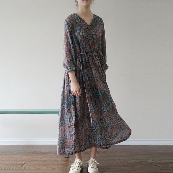 casual dresses johnature 2021 spring fashion floral print v-neck long sleeve cotton linen comfortable women retro embroidery dress, Black;gray
casual dresses johnature 2021 spring fashion floral print v-neck long sleeve cotton linen comfortable women retro embroidery dress, Black;gray