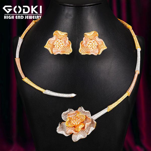 earrings & necklace godki 3 tone 4pcs rose flowers african jewelry sets for women wedding cubic zirconia dubai bridal costum, Silver
earrings & necklace godki 3 tone 4pcs rose flowers african jewelry sets for women wedding cubic zirconia dubai bridal costum, Silver