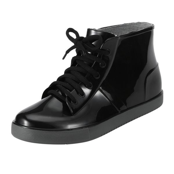 women's ladies fashion colorful waterproof rain boots short ankle lace up shoes, Black
women's ladies fashion colorful waterproof rain boots short ankle lace up shoes, Black