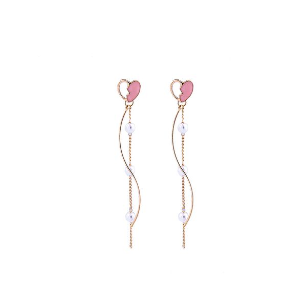 fashion drop earrings for women elegant gold color alloy pink enamel heart acrylic pearl long tassle drop dangle earring jewelry, Silver
fashion drop earrings for women elegant gold color alloy pink enamel heart acrylic pearl long tassle drop dangle earring jewelry, Silver