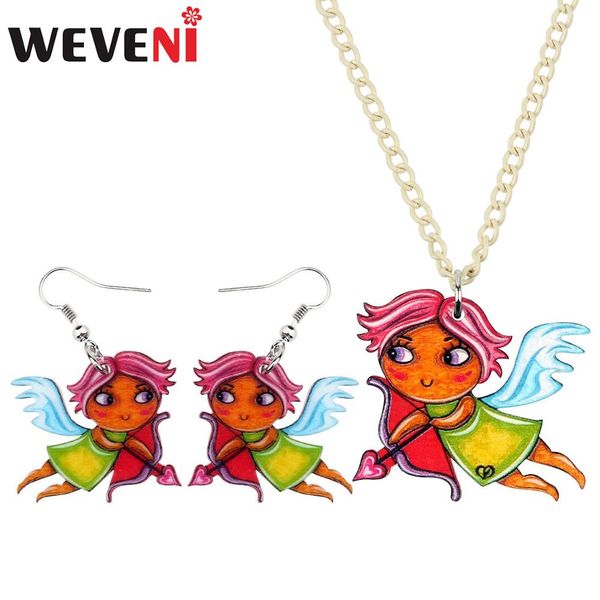weveni acrylic cute valentine's day cupid angel necklace earrings jewelry sets unique girls teens festival charm gift decoration, Silver
weveni acrylic cute valentine's day cupid angel necklace earrings jewelry sets unique girls teens festival charm gift decoration, Silver