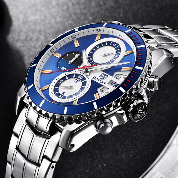 benyar 2018 new watches men luxury brand chronograph date sports stainless steel quartz man watch mens relogio dropshipping, Slivery;brown
benyar 2018 new watches men luxury brand chronograph date sports stainless steel quartz man watch mens relogio dropshipping, Slivery;brown