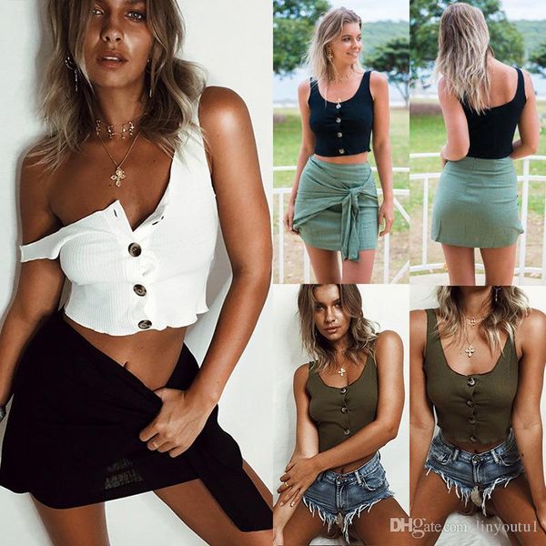 women summer strap tanks casual low-cut tanks vest sleeveless botton 2019 famale short camisoles, White
women summer strap tanks casual low-cut tanks vest sleeveless botton 2019 famale short camisoles, White