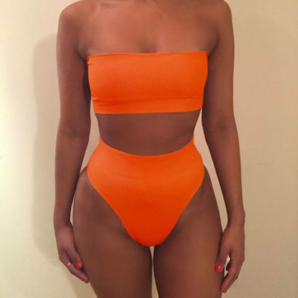 2018 solid high waist bikini bandeau women plus size swimwear biquinis feminino swim suit bathing beach wear, White;black
2018 solid high waist bikini bandeau women plus size swimwear biquinis feminino swim suit bathing beach wear, White;black