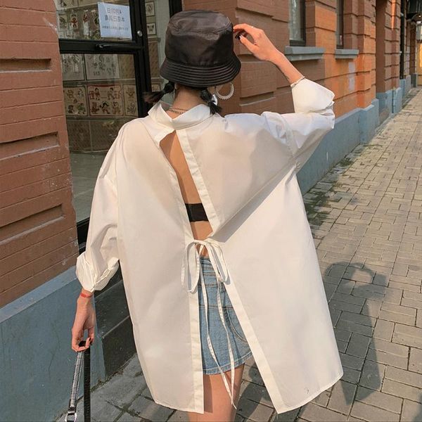 backless lace up women's asymmetric shirt 2020 new casual loose bf white blouse street wear clothes korean fashion top
backless lace up women's asymmetric shirt 2020 new casual loose bf white blouse street wear clothes korean fashion top