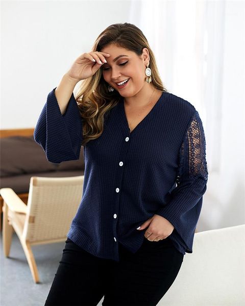 knit shirts flare sleeve designer hollow out button decorations womens spring oversize fashion feales clothes ladies plus size, White
knit shirts flare sleeve designer hollow out button decorations womens spring oversize fashion feales clothes ladies plus size, White