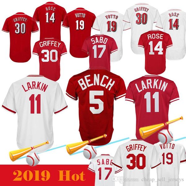 Baseball Jersey 5 Johnny Bench 11 Barry Larkin 19 Joey Votto 14 Pete Rose 17 Chris Sabo 30 Ken Griffey Jr Jerseys
Baseball Jersey 5 Johnny Bench 11 Barry Larkin 19 Joey Votto 14 Pete Rose 17 Chris Sabo 30 Ken Griffey Jr Jerseys