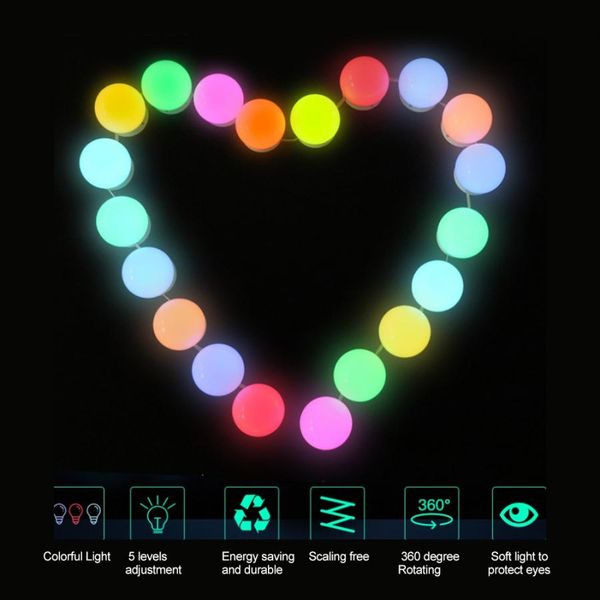 10led colorful makeup mirror lights kit bulbs vanity light dimmable light string makeup mirror lights portable cosmetic
10led colorful makeup mirror lights kit bulbs vanity light dimmable light string makeup mirror lights portable cosmetic